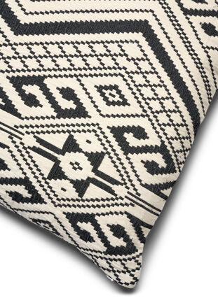 Jacquard patterned cushion cover, Black/White, Packshot image number 2