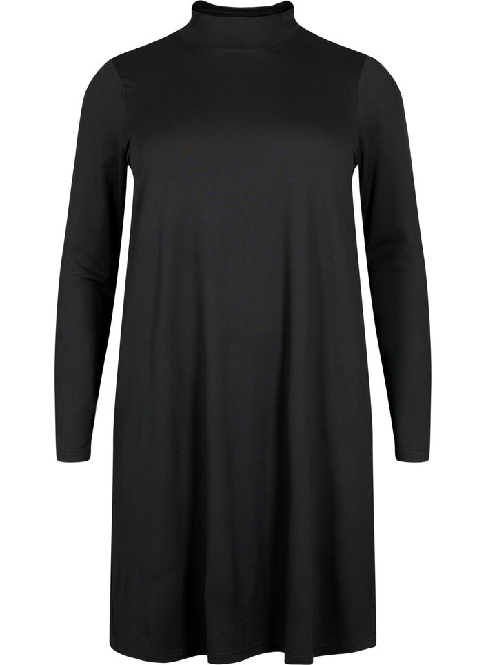 FLASH - Long sleeve dress with turtleneck, Black, Packshot image number 0