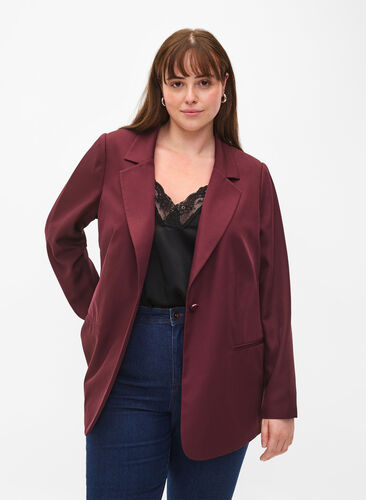 FLASH - Simple blazer with button, Winetasting, Model image number 0