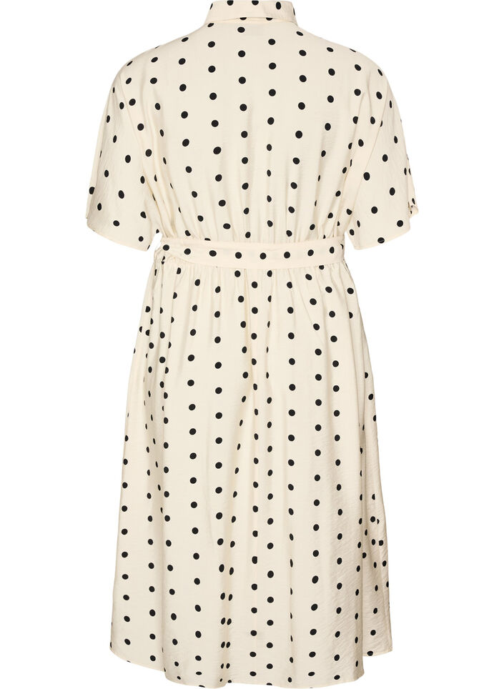 Midi shirt dress in dotted viscose, Vanilla, Packshot image number 1