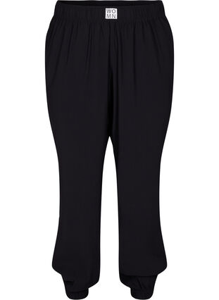 Loose viscose trousers with elastic borders and pockets, Black, Packshot image number 0
