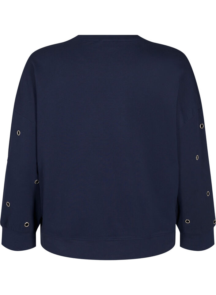 Sweatshirt with eyelets, Blue, Packshot image number 1