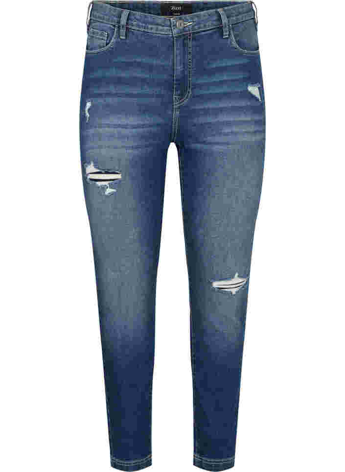 Ripped Amy jeans with super slim fit, Blue denim, Packshot image number 0