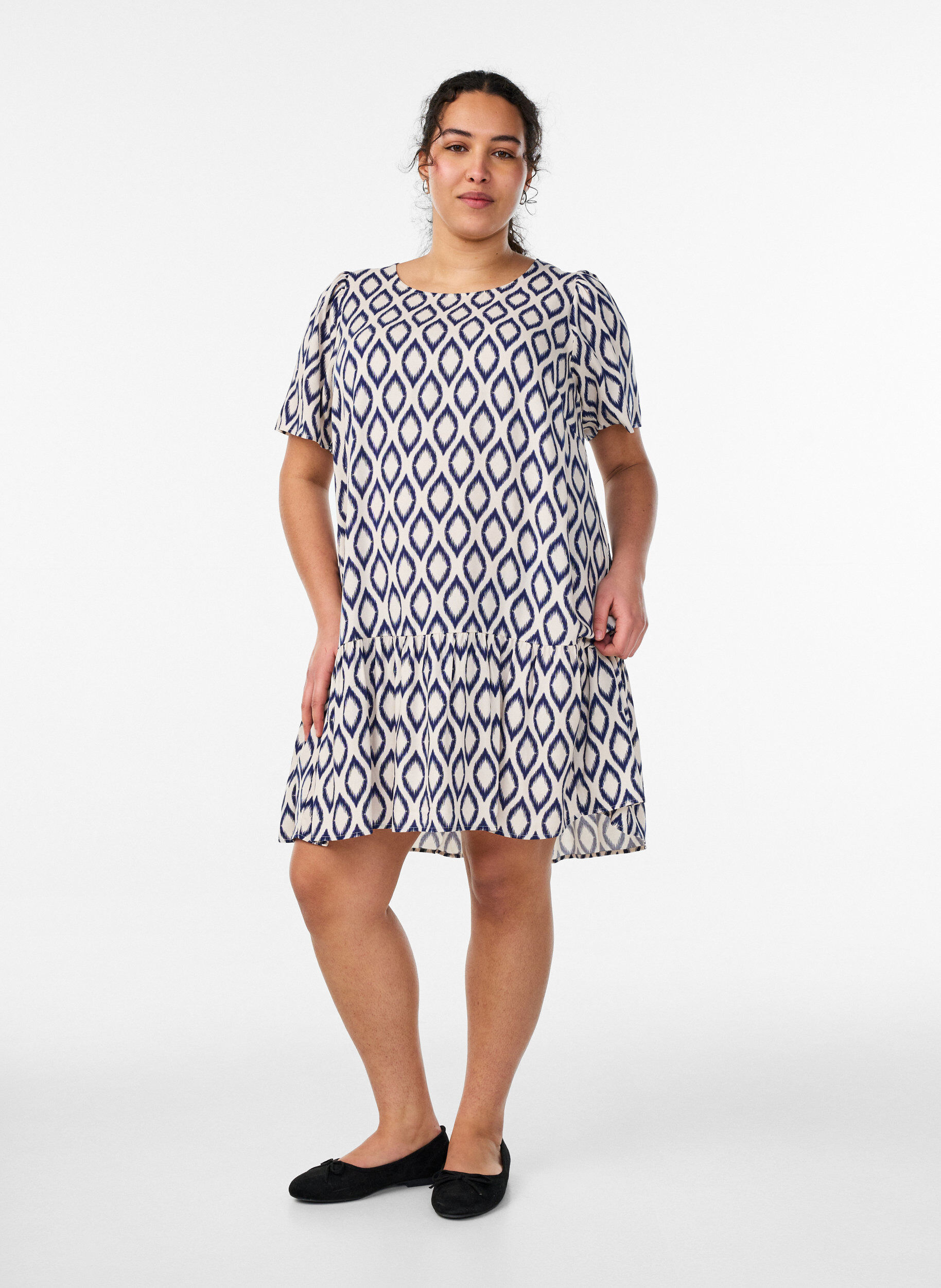 ZizzifashionViscose dress with cutline, Blue, Model image number 1