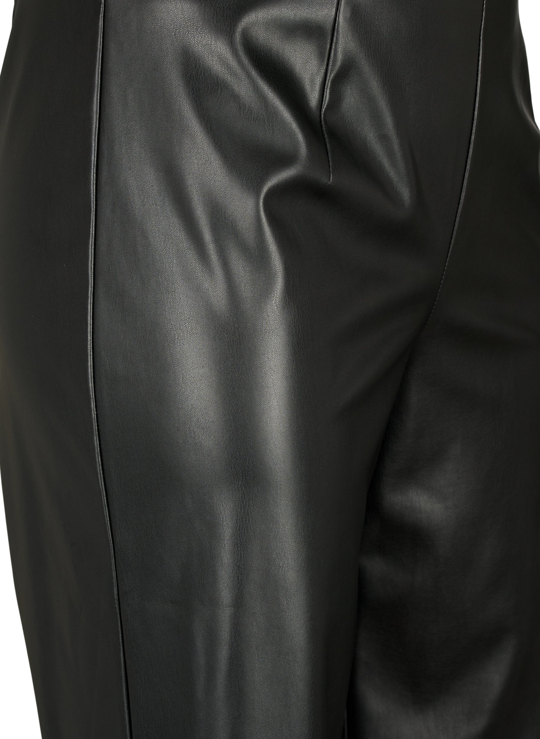 Zizzifashion Imitated leather trousers with a wide leg., Black, Packshot image number 2