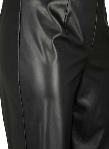 Imitated leather trousers with a wide leg., Black, Packshot image number 2