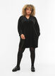Long sleeve velour dress with v-neck, Black, Model image number 2
