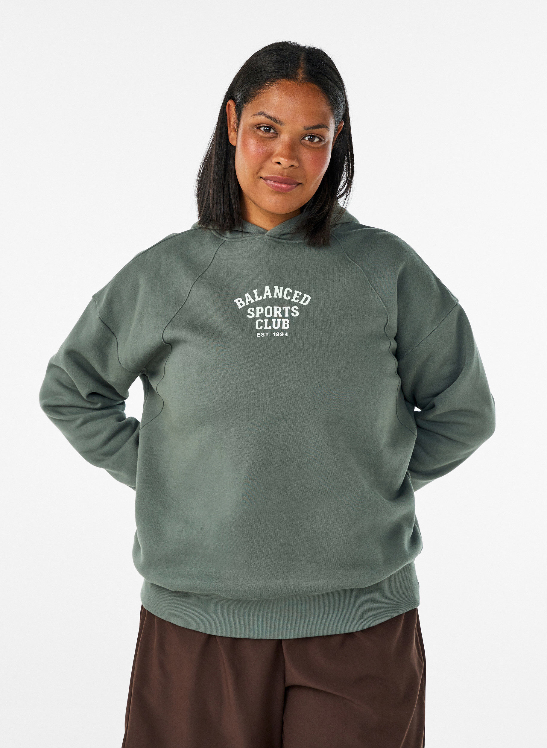 ZizzifashionHoodie with chest print, Green, Model image number 0