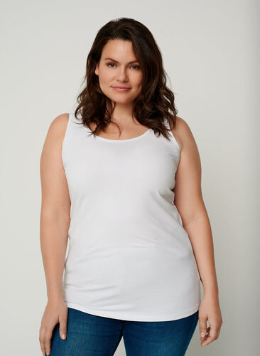 Solid colour basic top, Bright White, Model image number 0