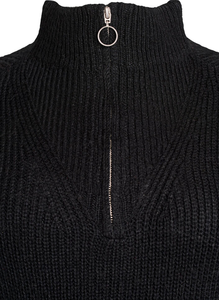 FLASH - Short knit dress with high neck, Black, Packshot image number 2