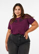 T-shirt with floral embroidery and rhinestones, Purple, Model image number 0