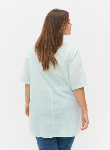 Short-sleeved tunic with buttons, Moonlight Jade, Model image number 1