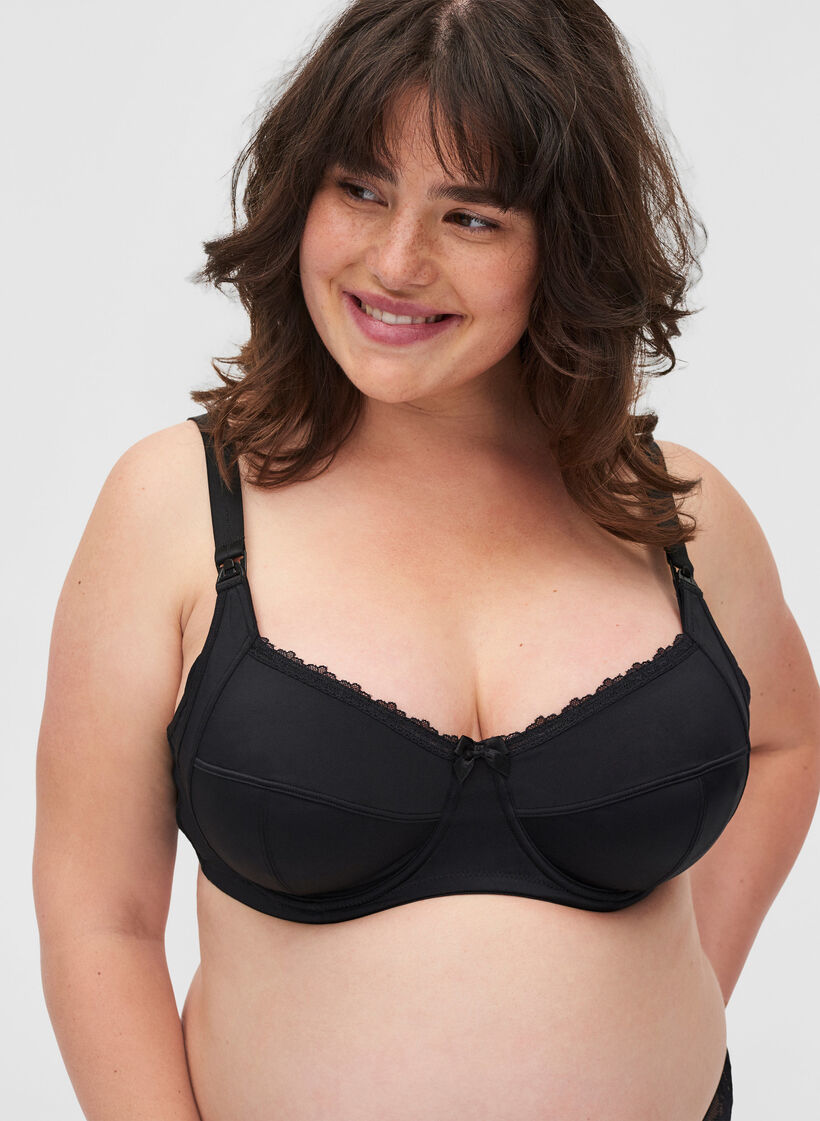 Nursing bra with underwire, Black, Model image number 0