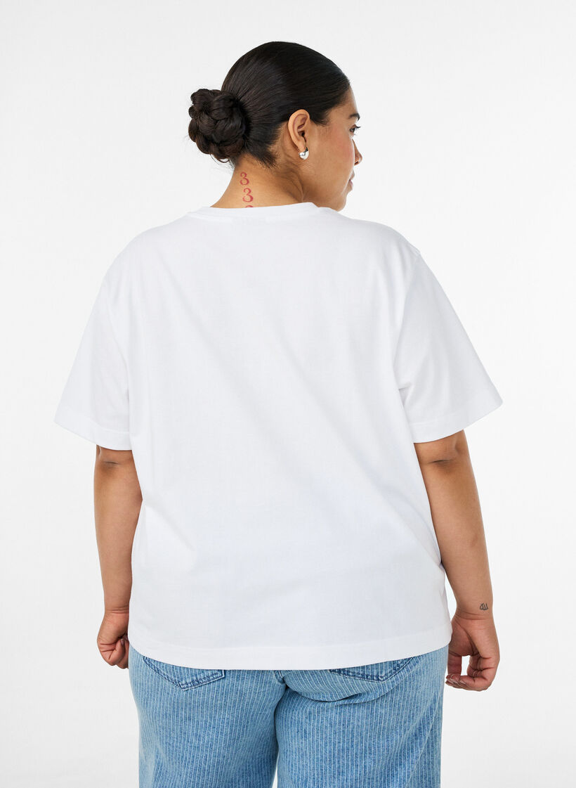 Boxy cotton T-shirt, White, Model image number 2