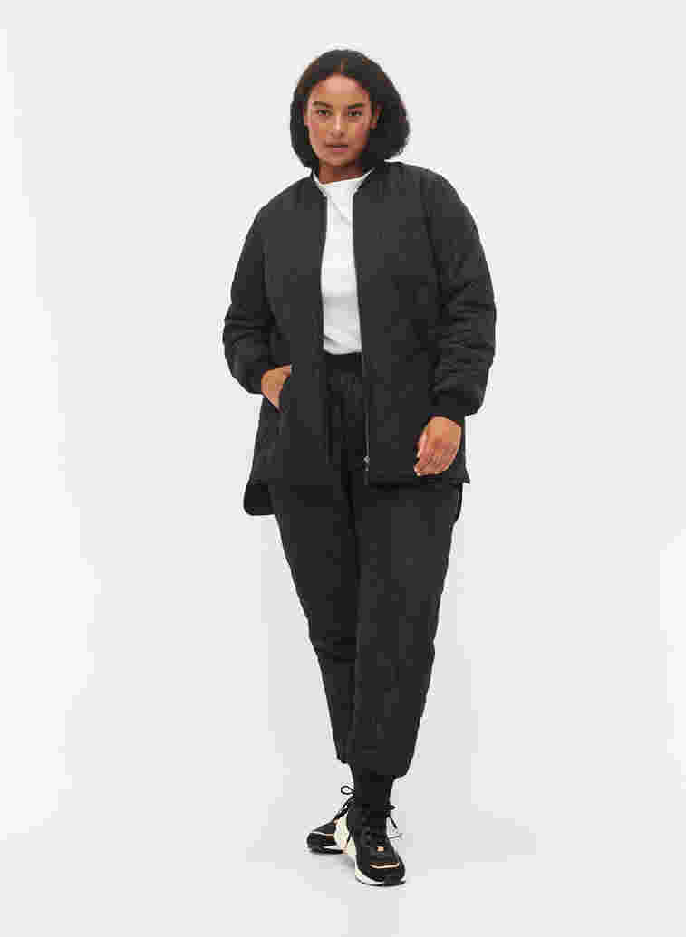 Quilted thermal jacket with zip, Black, Model image number 2