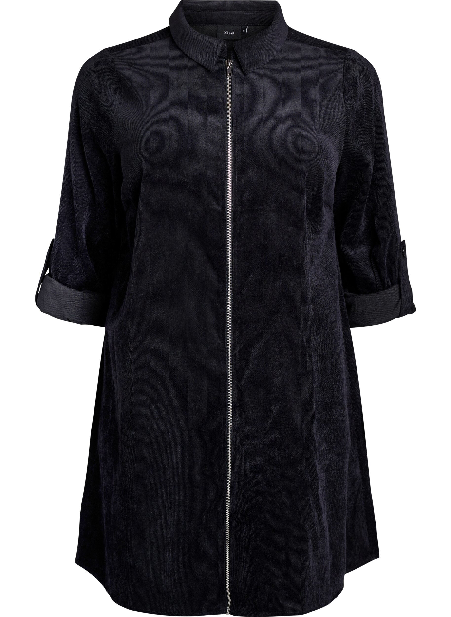 Velvet dress with zipper and 3/4 sleeves