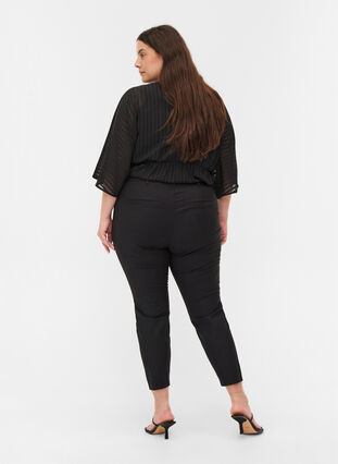 Classic ankle-length trousers with high waist, Black, Model image number 1