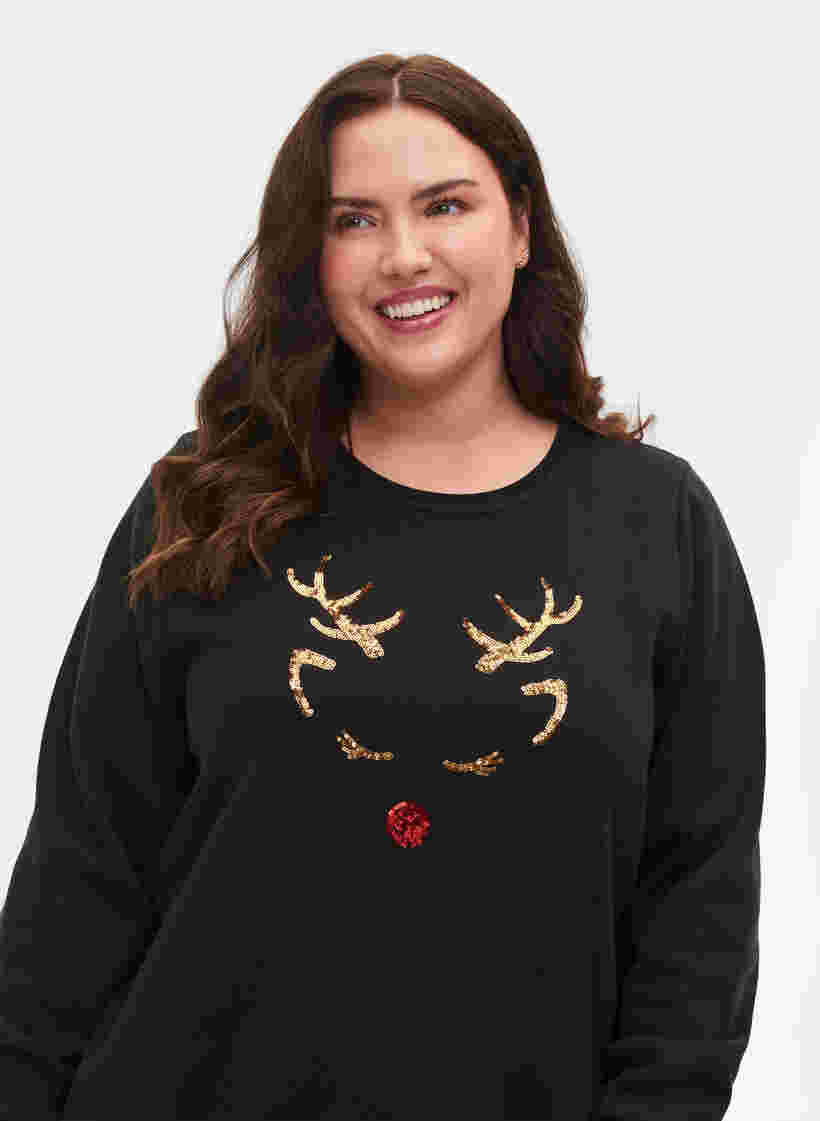 Christmas sweater dress, Black Reindeer, Model image number 2