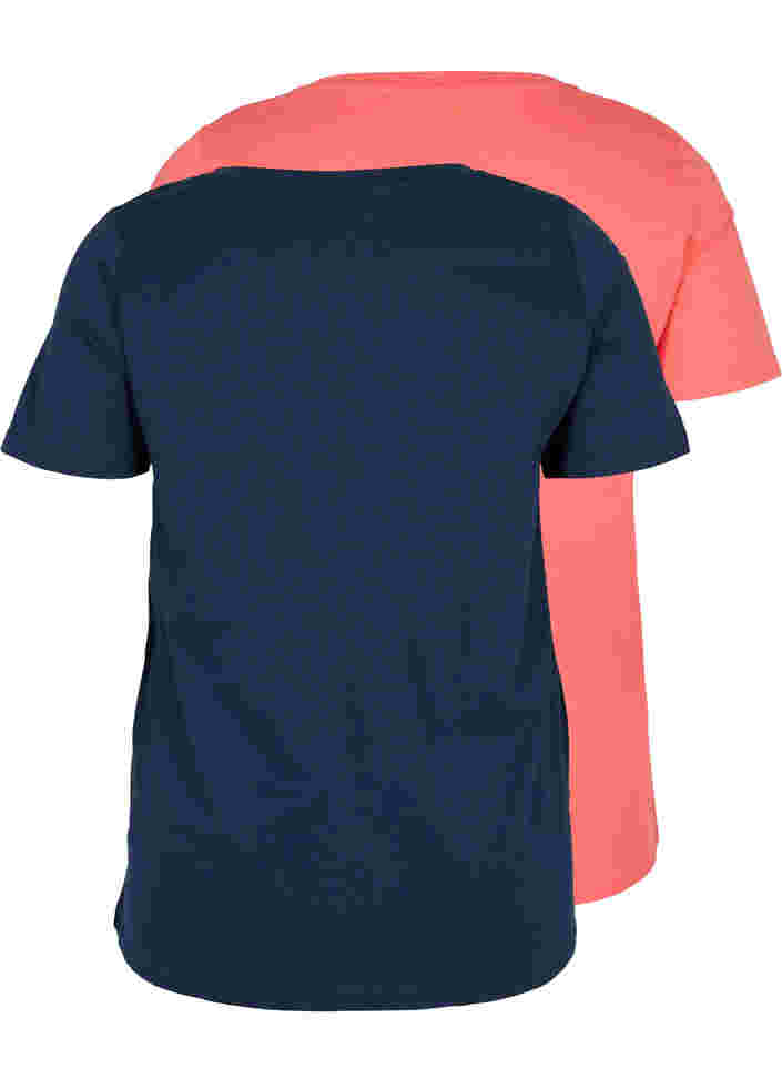 2-pack basic cotton t-shirt, Navy B/Dubarry, Packshot image number 1