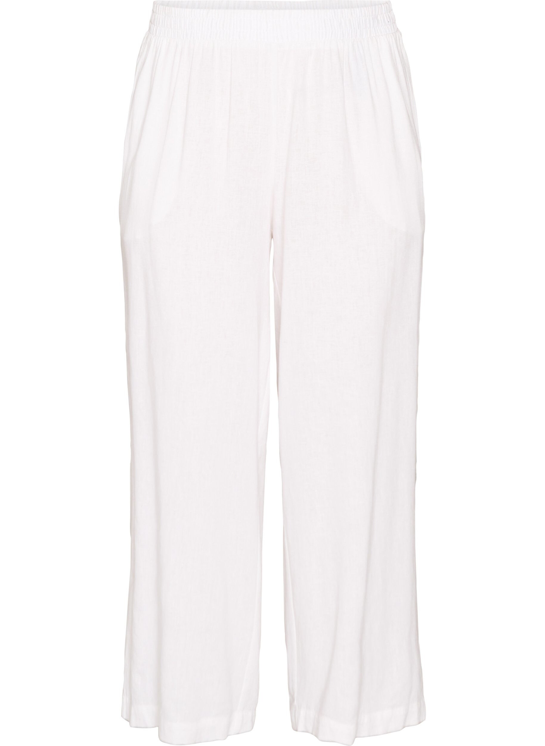 Wide-leg linen and viscose trousers