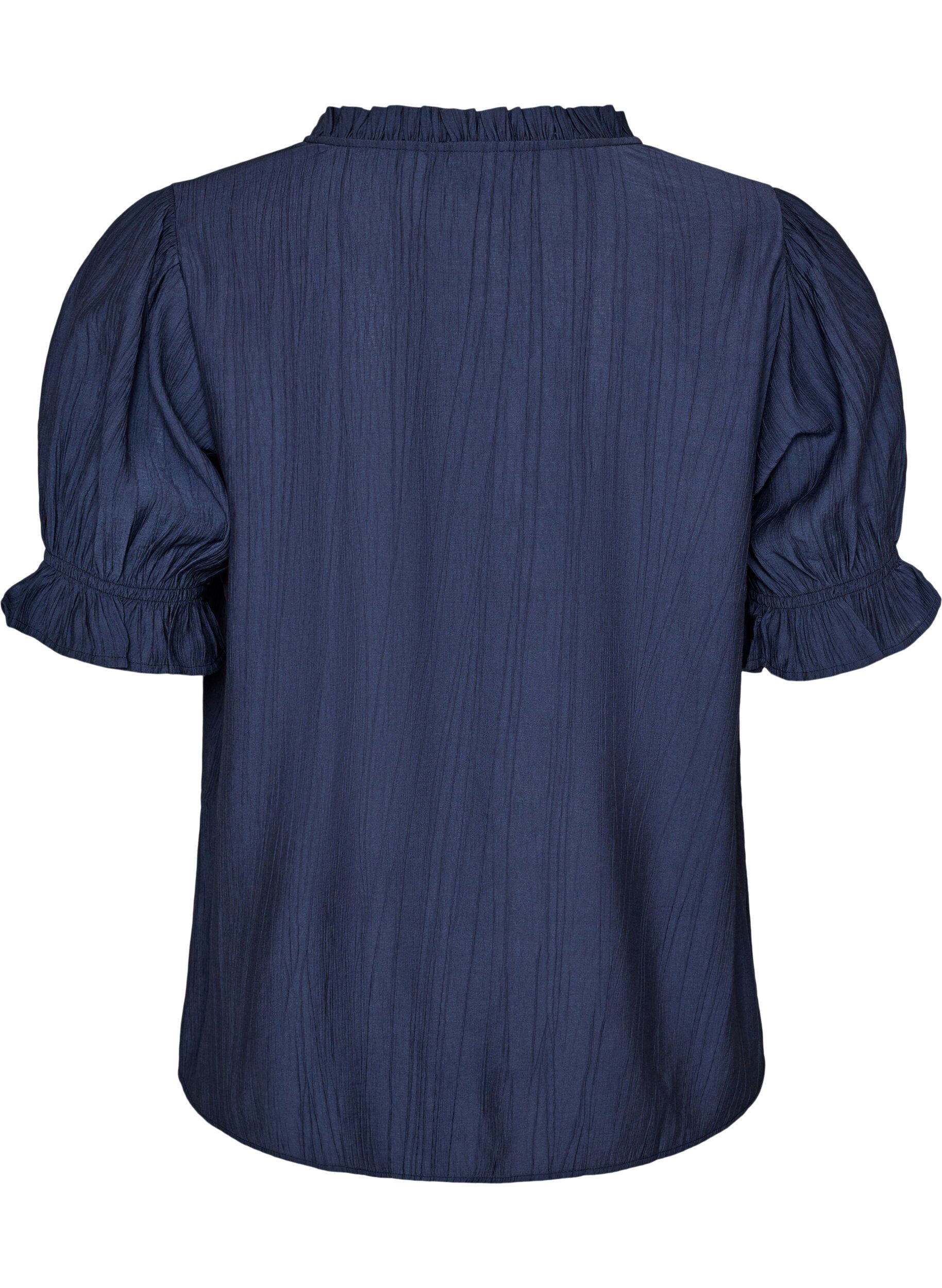 ZizzifashionBlouse in a crinkled viscose blend with a V-neck, Blue, Packshot image number 1
