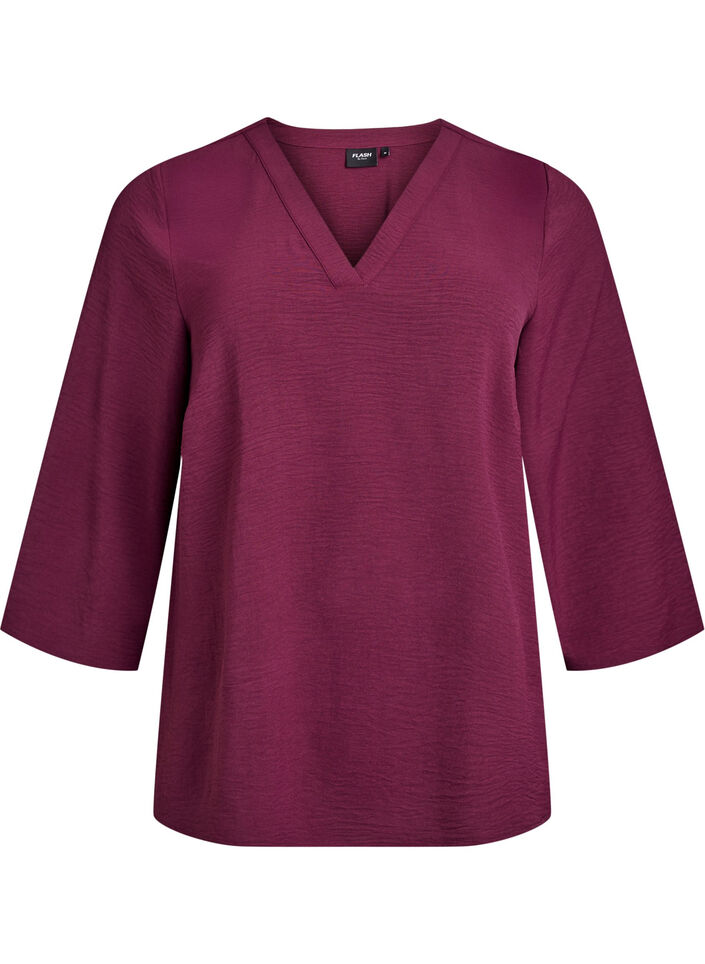FLASH - Blouse with 3/4 sleeves, Dark Bordeaux, Packshot image number 0