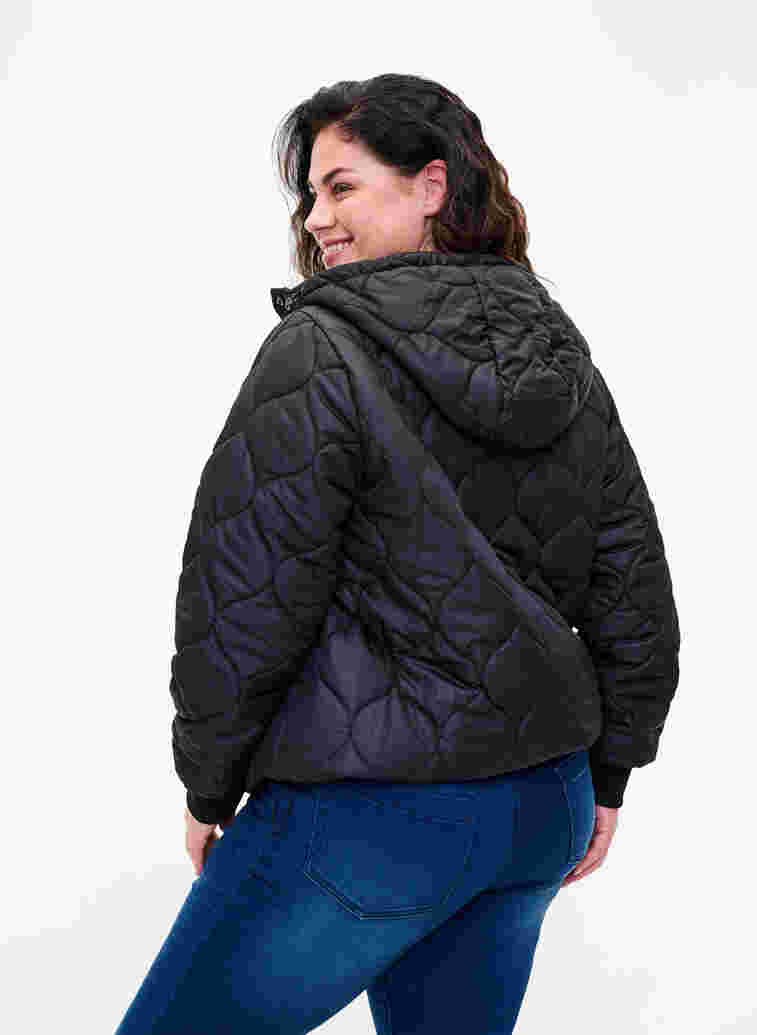 Quilted thermal anorak with a hood, Black, Model