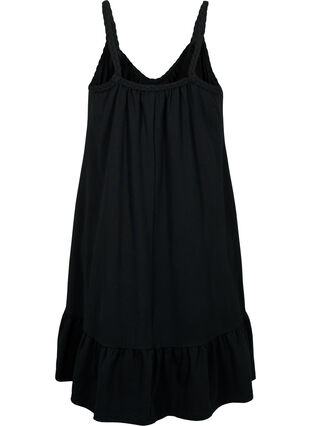 Viscose beach dress with braided straps, Black, Packshot image number 1