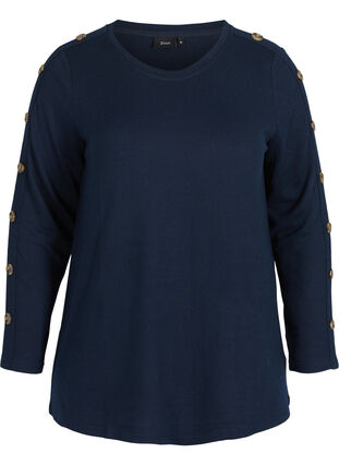 Long-sleeved blouse with button details, Night Sky, Packshot image number 0