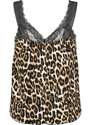 Top with lace in viscose, Leopard, Packshot image number 1