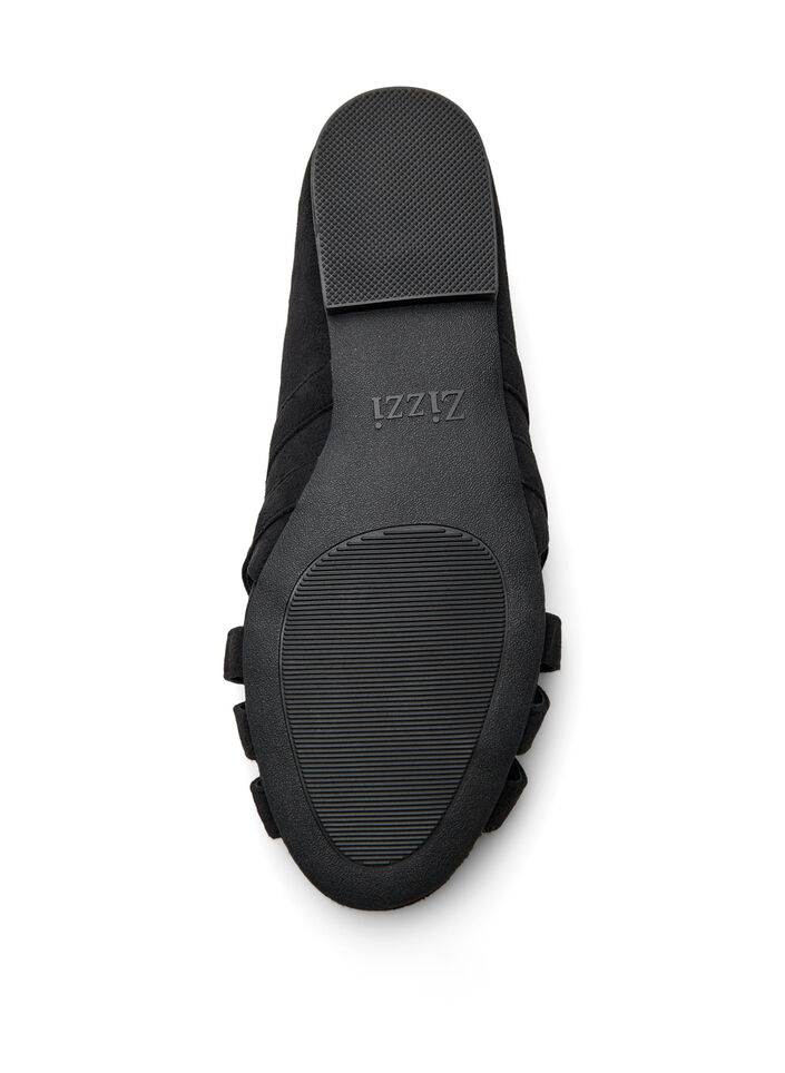 Ballerina in faux suede with crossed straps, Black, Packshot image number 4