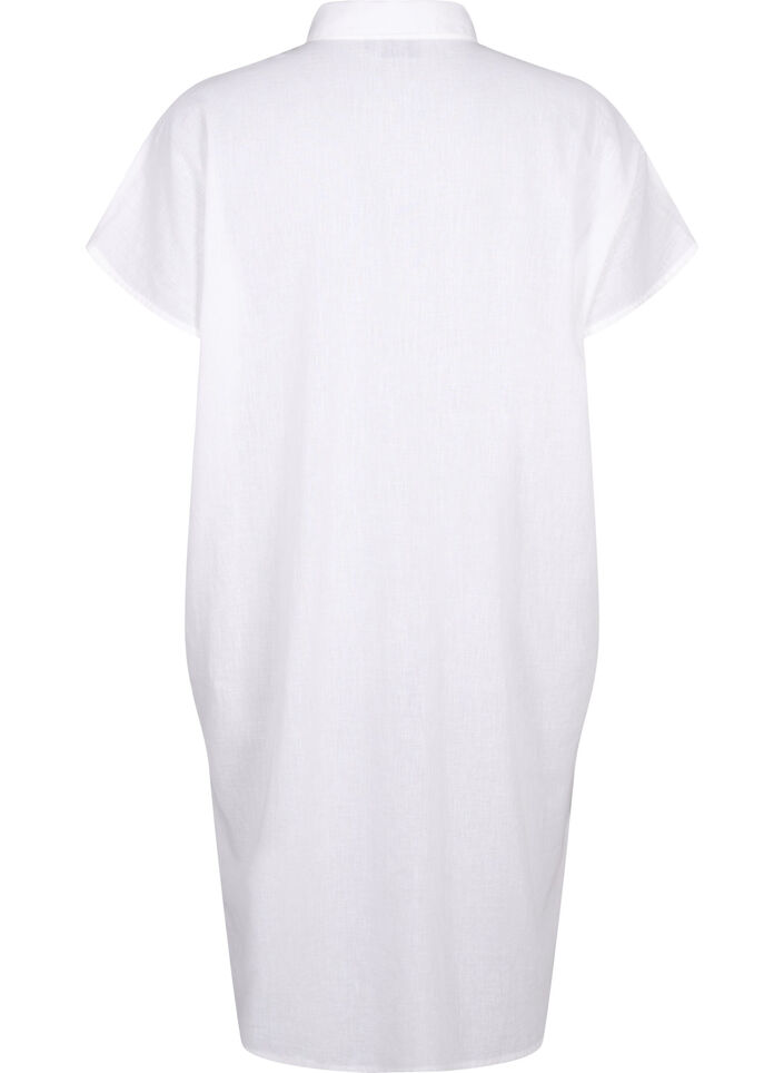 Long shirt in cotton blend with linen, White, Packshot image number 1