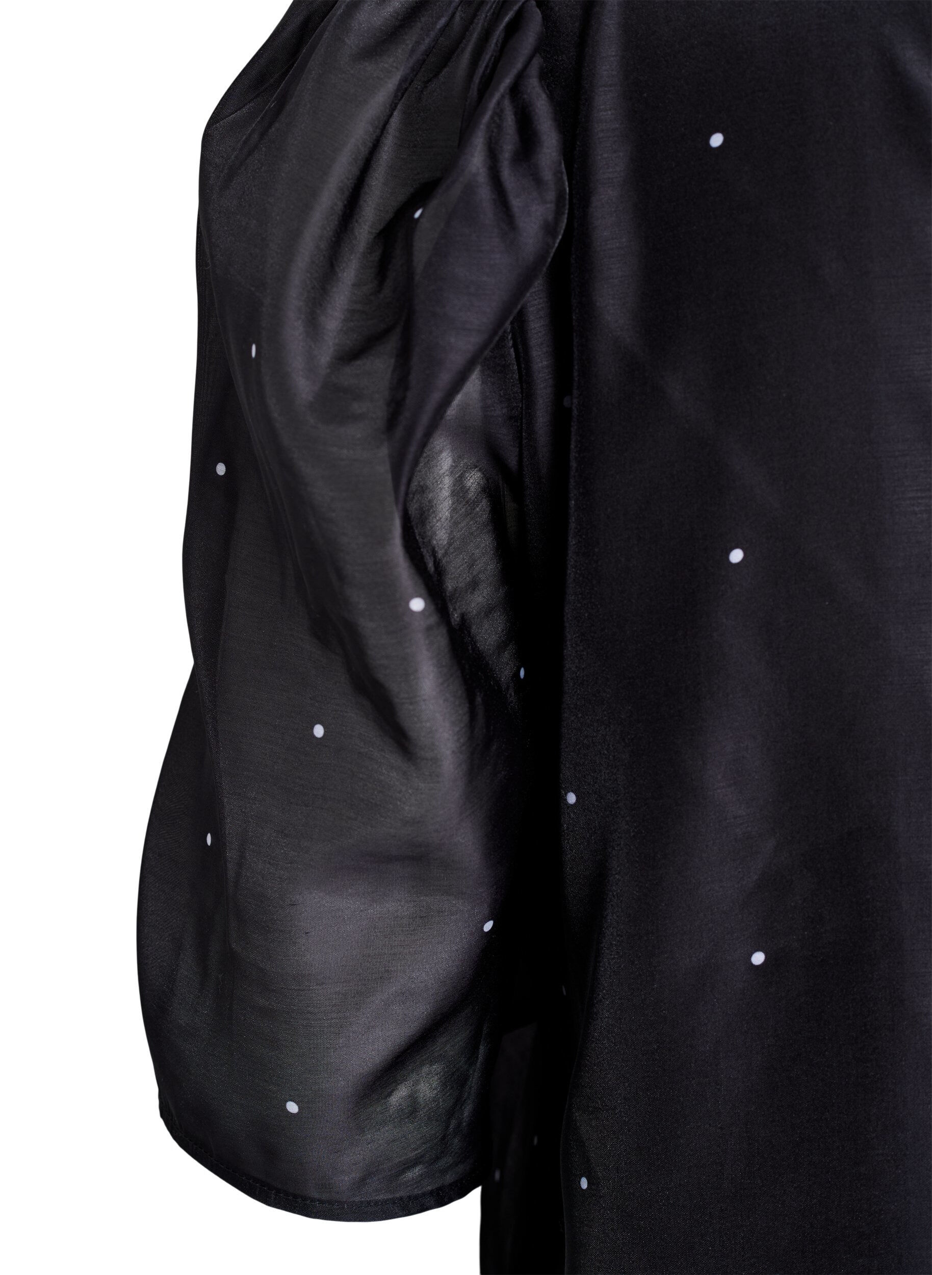 Zizzifashion Party blouse in organza-look with dots, Black, Packshot image number 3