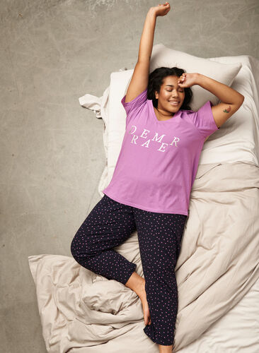 Cotton pyjamas pants with print, Night Sky Dot, Image image number 0