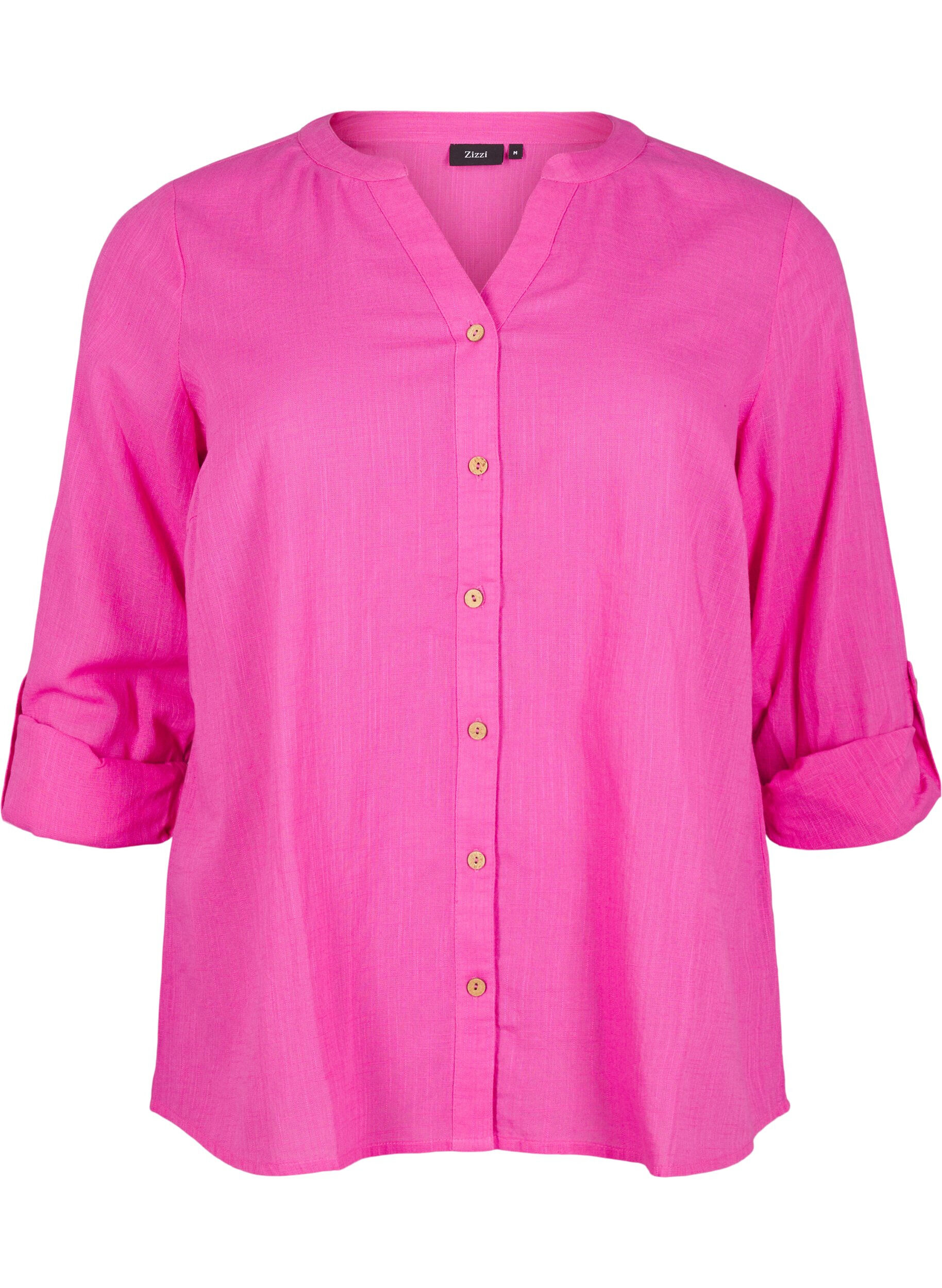 ZizzifashionCotton shirt blouse with a v-neck, Rose, Packshot image number 0