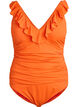 Swimsuit with ruffles and removable padding, Orange, Packshot image number 0
