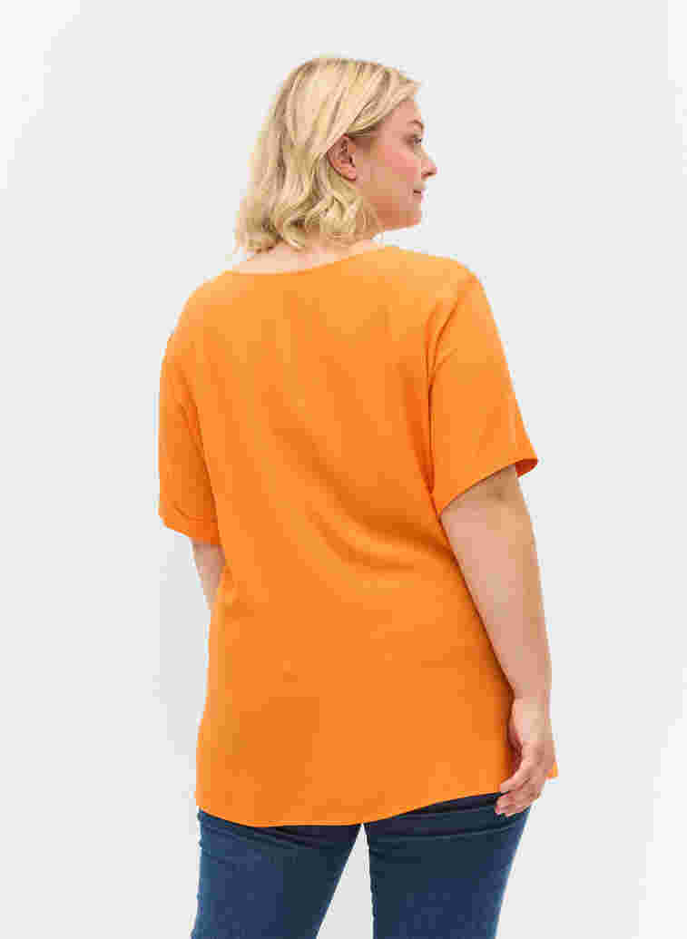 Short-sleeved viscose blouse, Orange Peel, Model image number 1