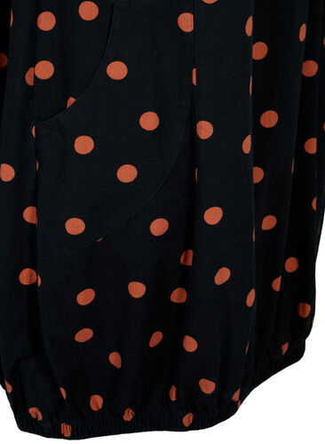 Short-sleeved, printed cotton dress, Black/Brown Dot, Packshot image number 3