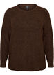 Melange knit blouse with round neck, Brown, Packshot image number 0