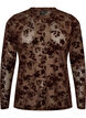 Mesh blouse with floral pattern, Brown, Packshot image number 0