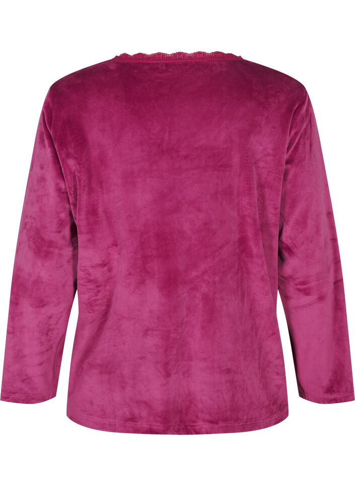 Velour blouse with v-neck, Boysenberry, Packshot image number 1