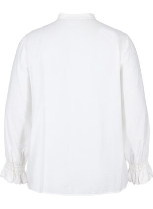 Viscose shirt with ruffles details and stand-up collar, Snow White, Packshot image number 1