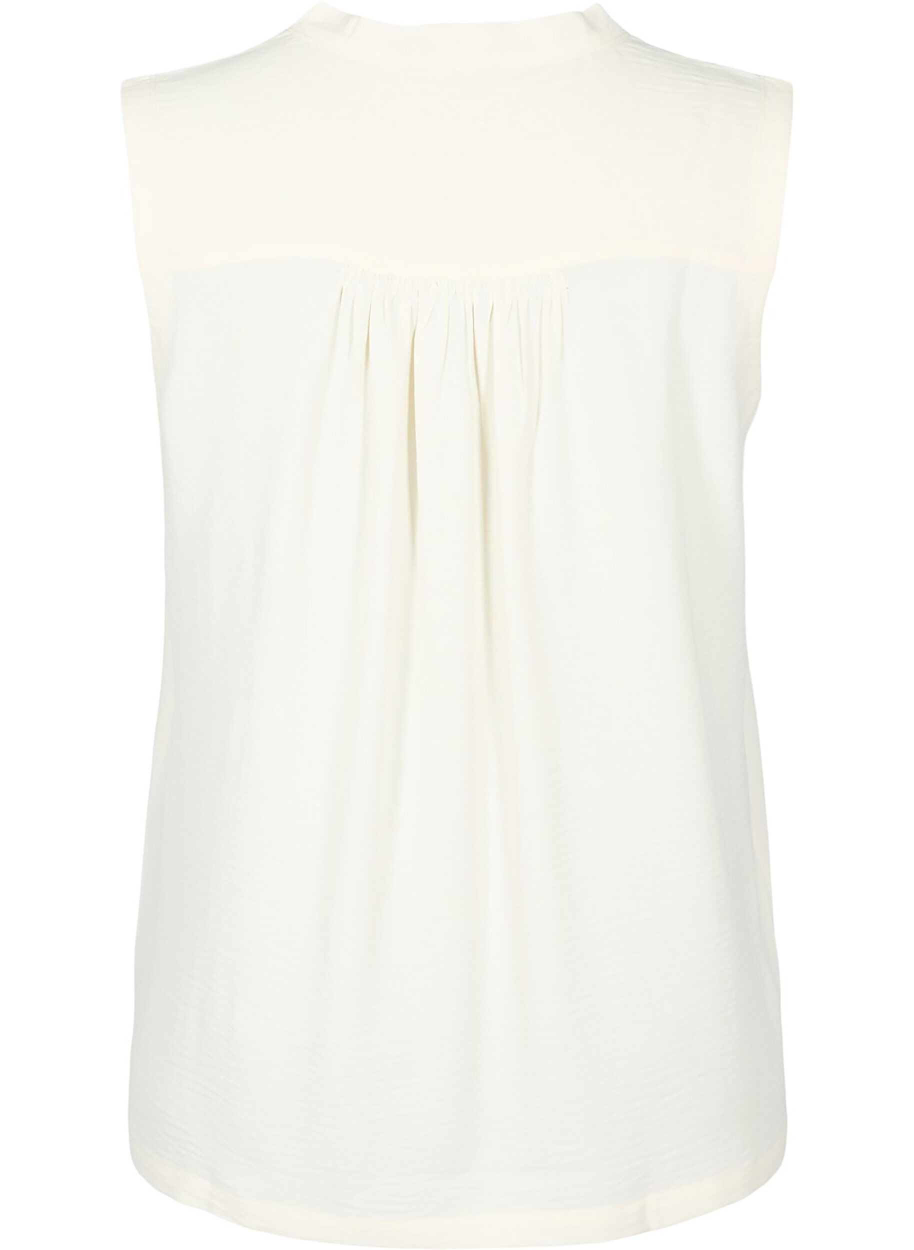 Zizzifashion Sleeveless top with wrinkle details, Vanilla, Packshot image number 1