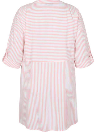 Striped tunic with buttons and 3/4-sleeves, Rose Tan Stripe, Packshot image number 1
