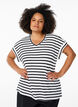 Striped T-shirt with V-neck, Black, Model image number 0