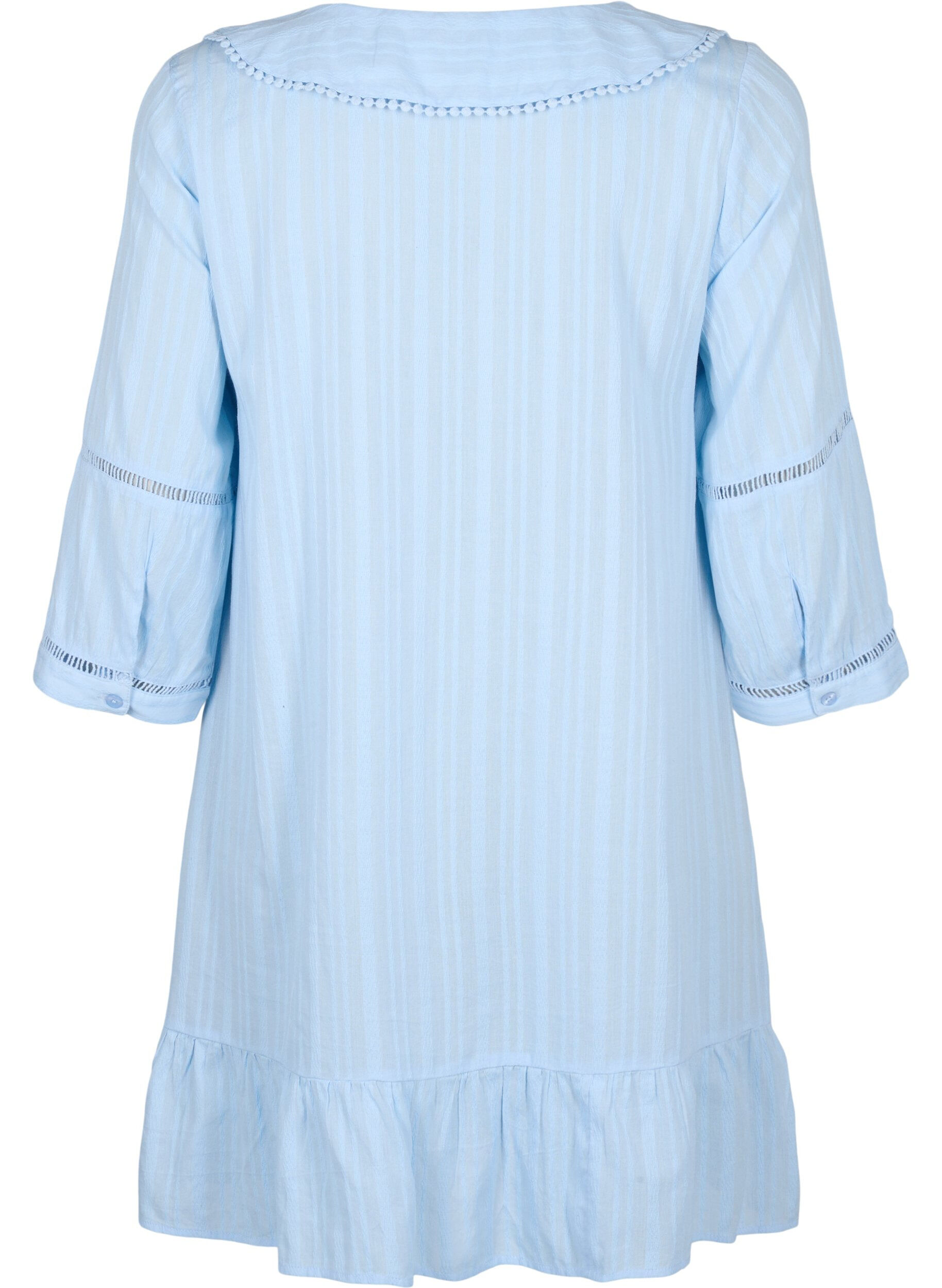 Zizzifashion Cotton-viscose mix dress with 3/4 sleeves, Chambray Blue, Packshot image number 1