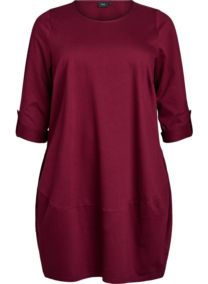 Balloon dress with pockets, Dark Bordeaux, Packshot image number 0