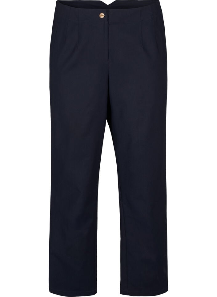 Straight fit trousers with a high waist, Blue, Packshot image number 0