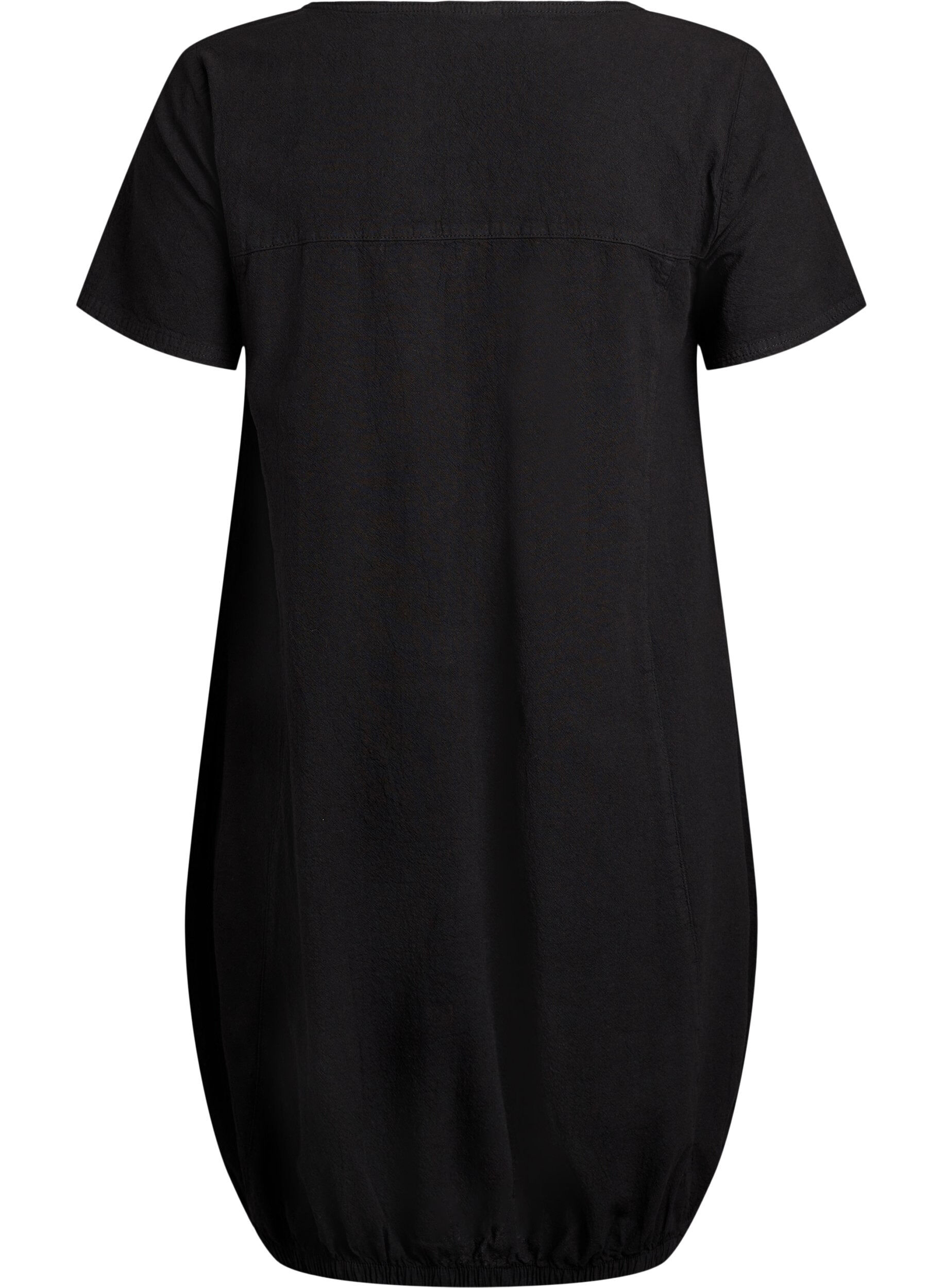 Zizzifashion Short-sleeved cotton dress, Black, Packshot image number 1