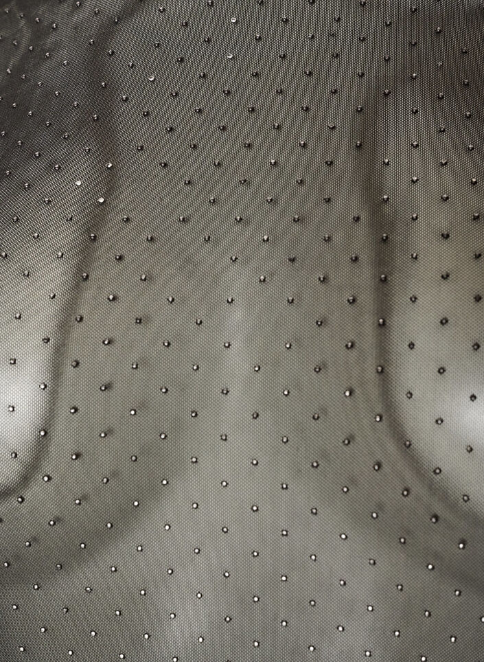 Sheer mesh blouse with rhinestones, Black, Packshot image number 2